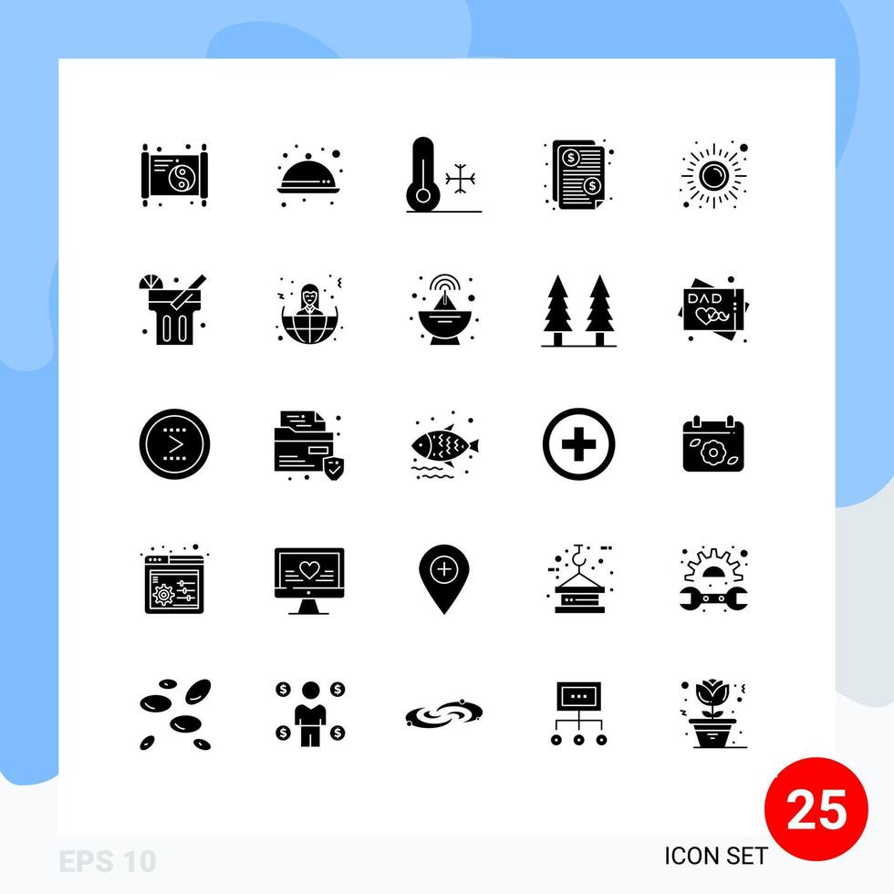 25 iconos creativos signos y símbolos modernos de salud pagado naturaleza precio factura elementos de diseño vectorial editables vector