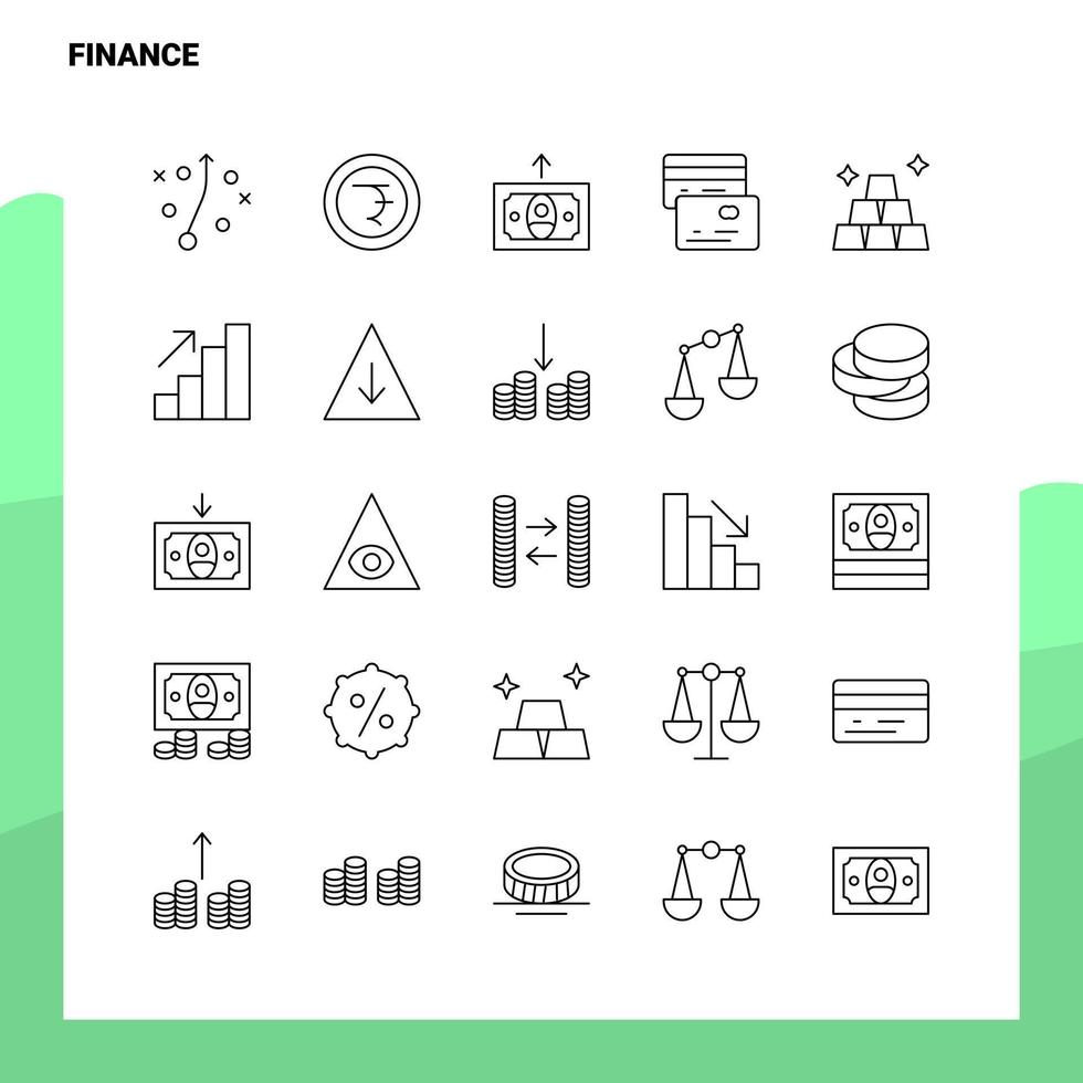 conjunto de iconos de línea de finanzas conjunto de 25 iconos diseño de estilo minimalista vectorial conjunto de iconos negros paquete de pictogramas lineales vector