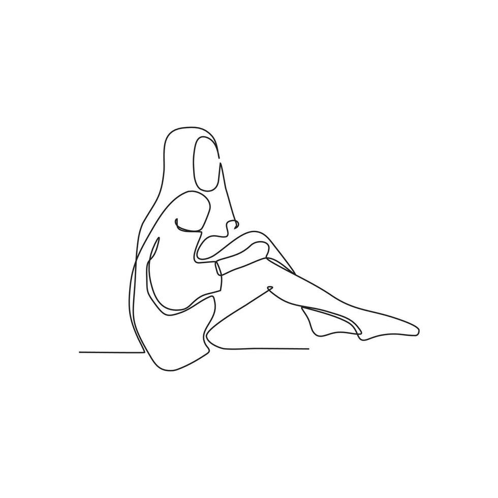 continuous line of beautiful women posing vector