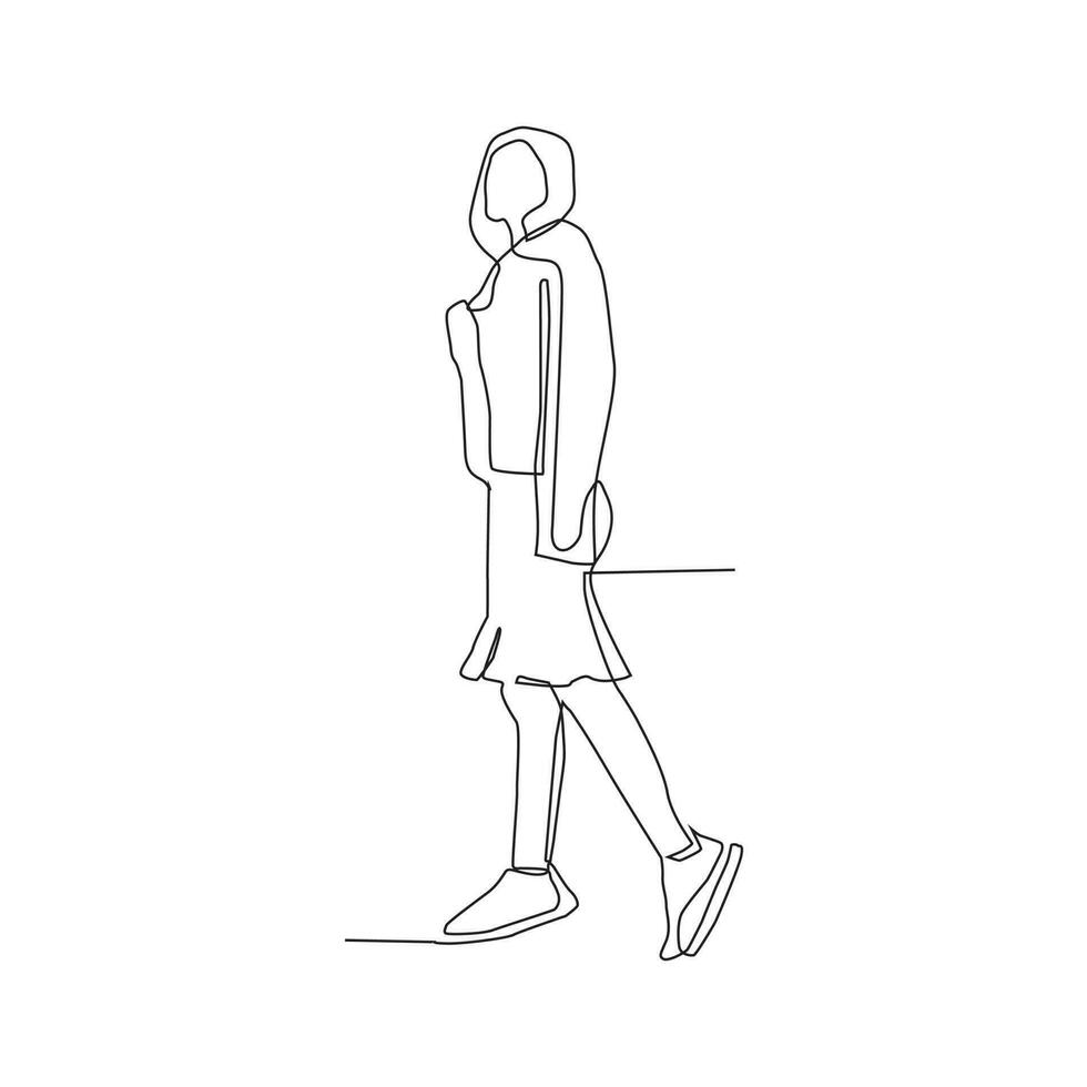 continuous line of beautiful women posing vector
