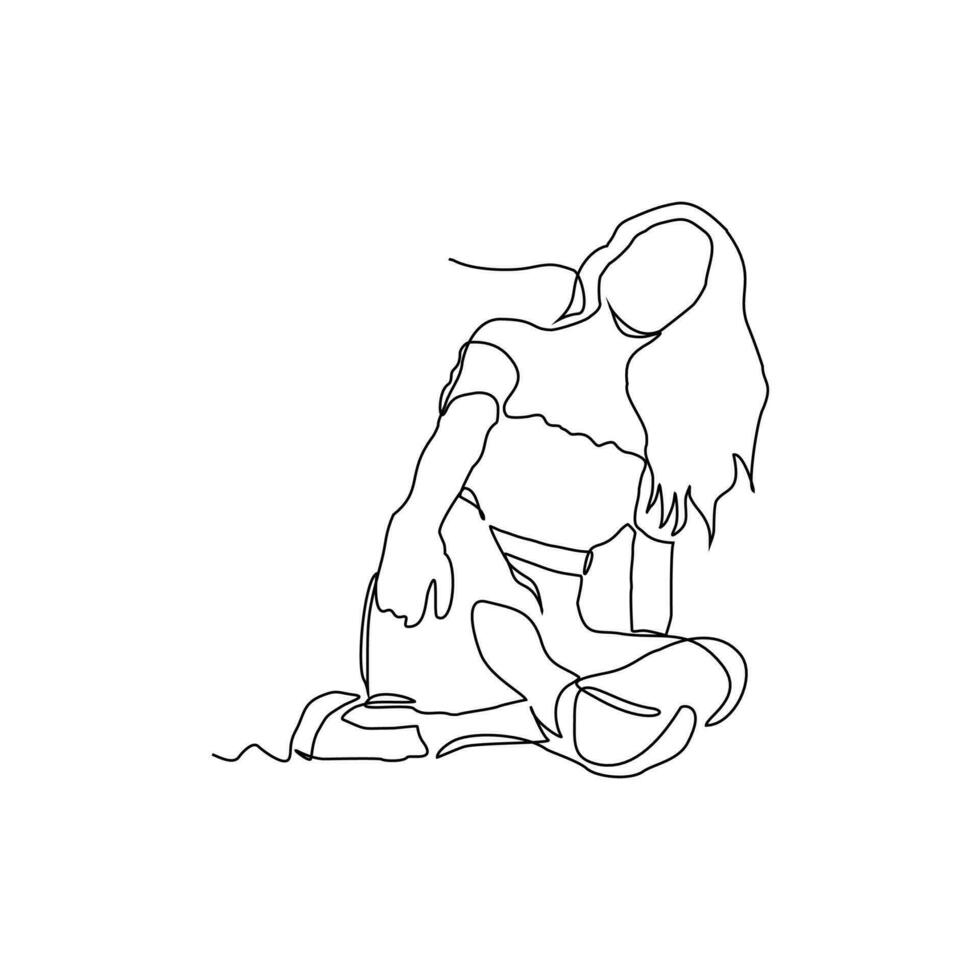 continuous line of beautiful women posing vector