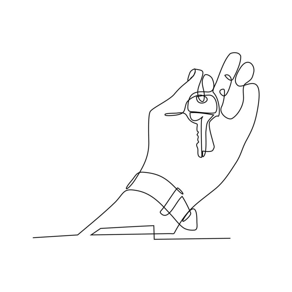 line continues hand hold house key vector