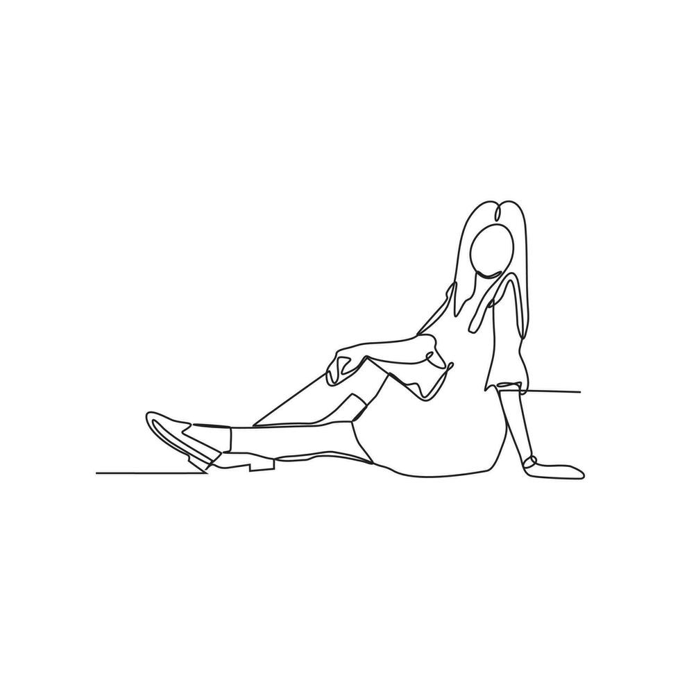 continuous line of beautiful women posing vector