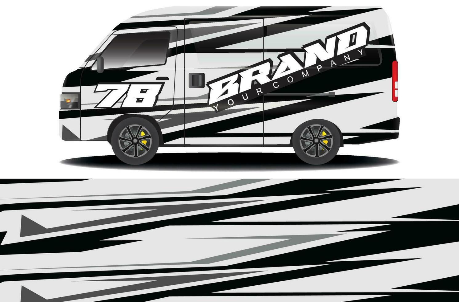 cargo van wrap sticker design. Abstract graphic line racing background kit design for vehicle wrap, race car, camper car, rally car, and more vector
