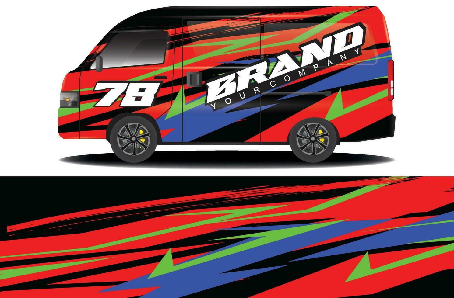 cargo van wrap sticker design. Abstract graphic line racing background kit design for vehicle wrap, race car, camper car, rally car, and more vector