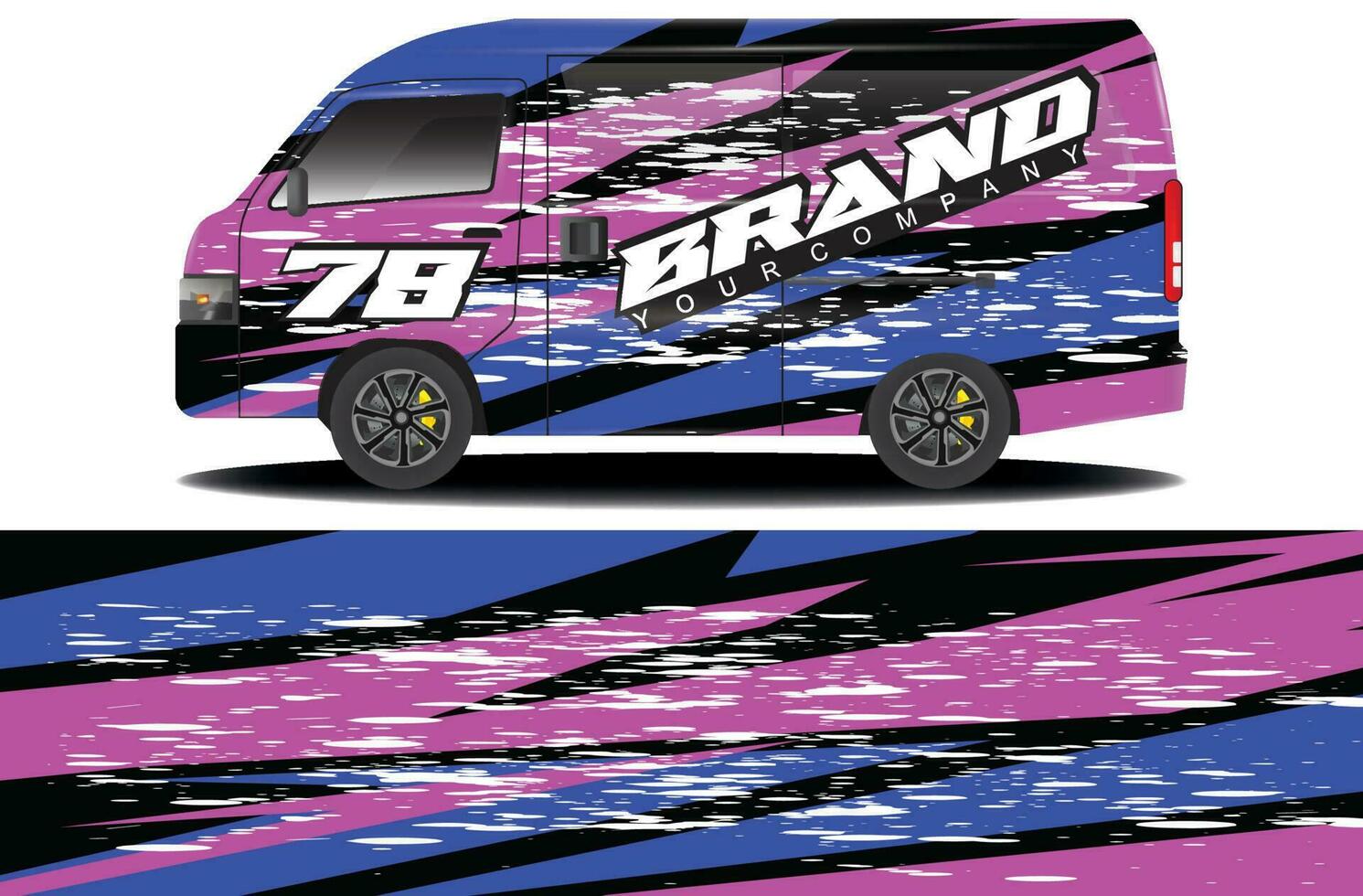 cargo van wrap sticker design. Abstract graphic line racing background kit design for vehicle wrap, race car, camper car, rally car, and more vector