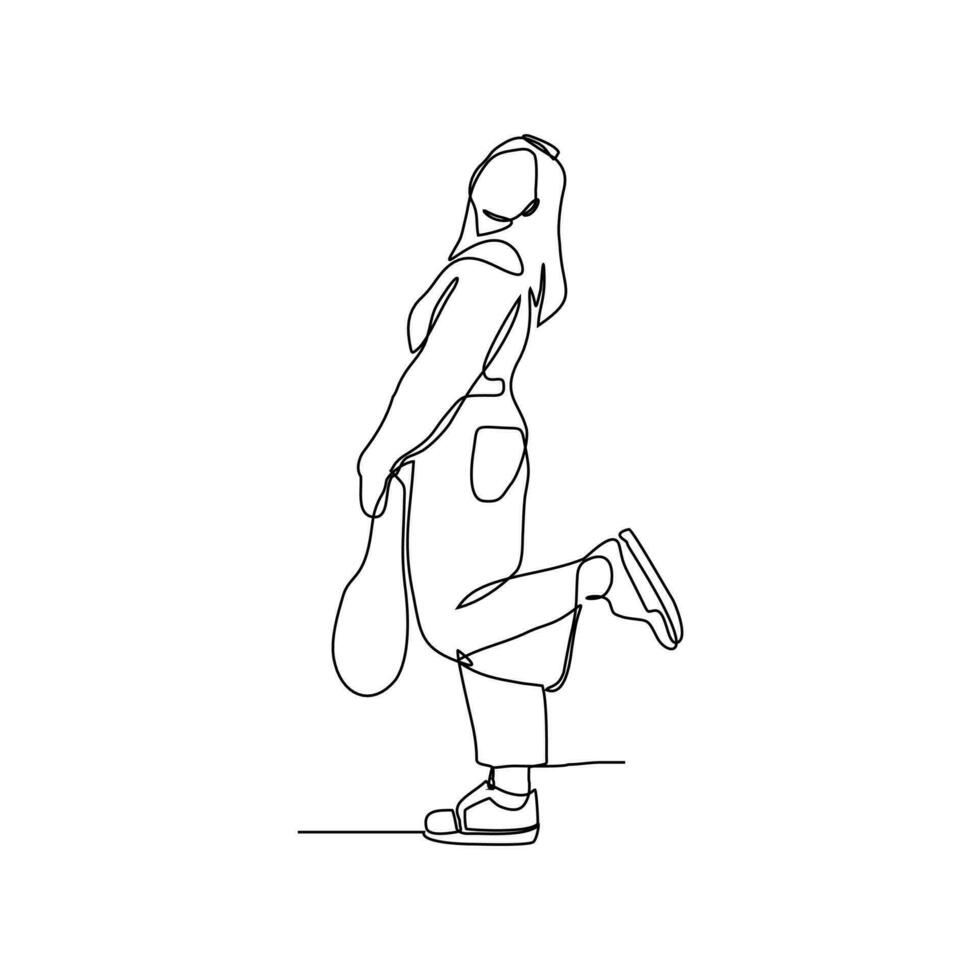 continuous line of beautiful women posing vector