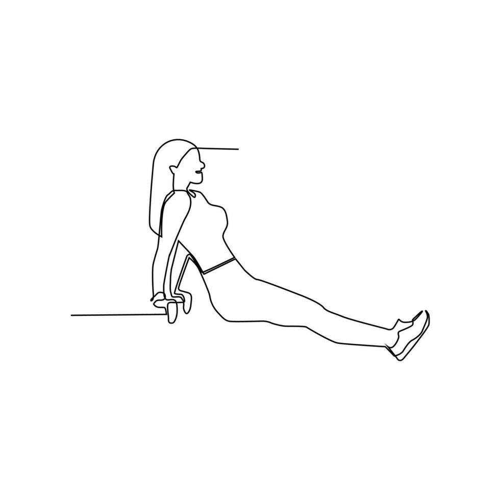 continuous line of women jogging vector