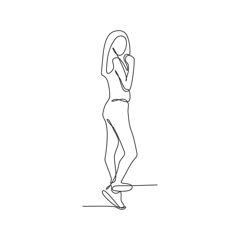 continuous line of beautiful women posing vector