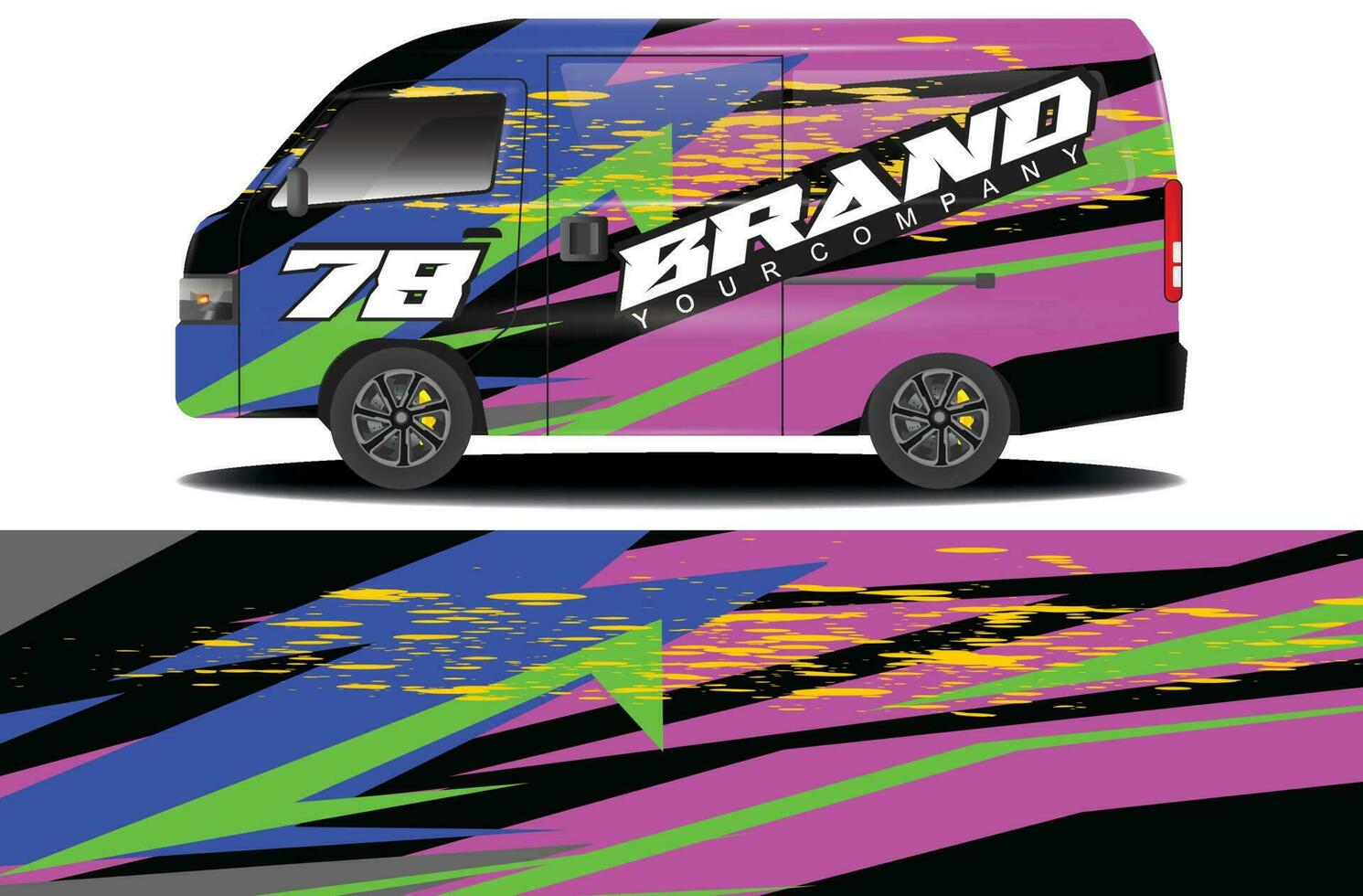 cargo van wrap sticker design. Abstract graphic line racing background kit design for vehicle wrap, race car, camper car, rally car, and more vector