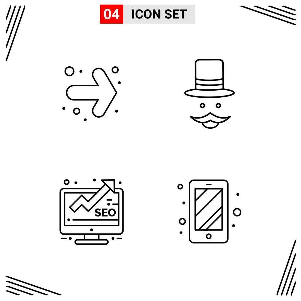4 Icons Line Style Grid Based Creative Outline Symbols for Website Design Simple Line Icon Signs Isolated on White Background 4 Icon Set Creative Black Icon vector background