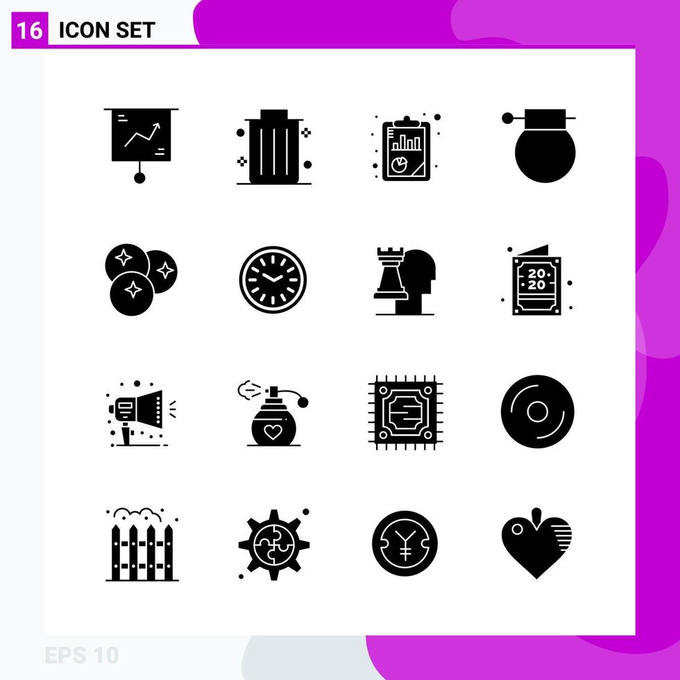 Solid Icon set Pack of 16 Glyph Icons isolated on White Background for Web Print and Mobile Creative Black Icon vector background