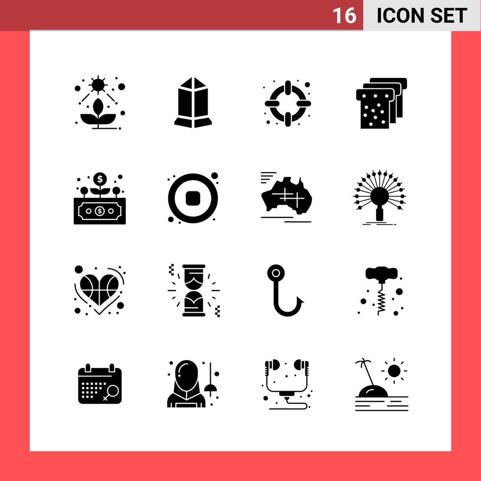 paquete de 16 iconos símbolos de glifo de estilo sólido sobre fondo blanco signos simples para diseño general vector