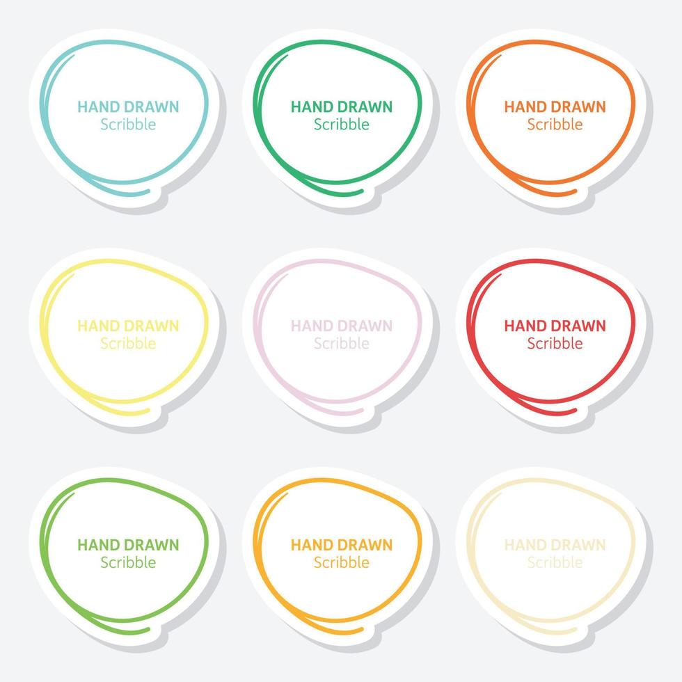 Set of hand drawn scribble sticker vector