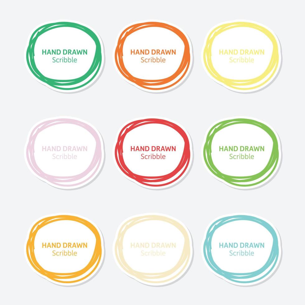 Set of hand drawn scribble sticker vector