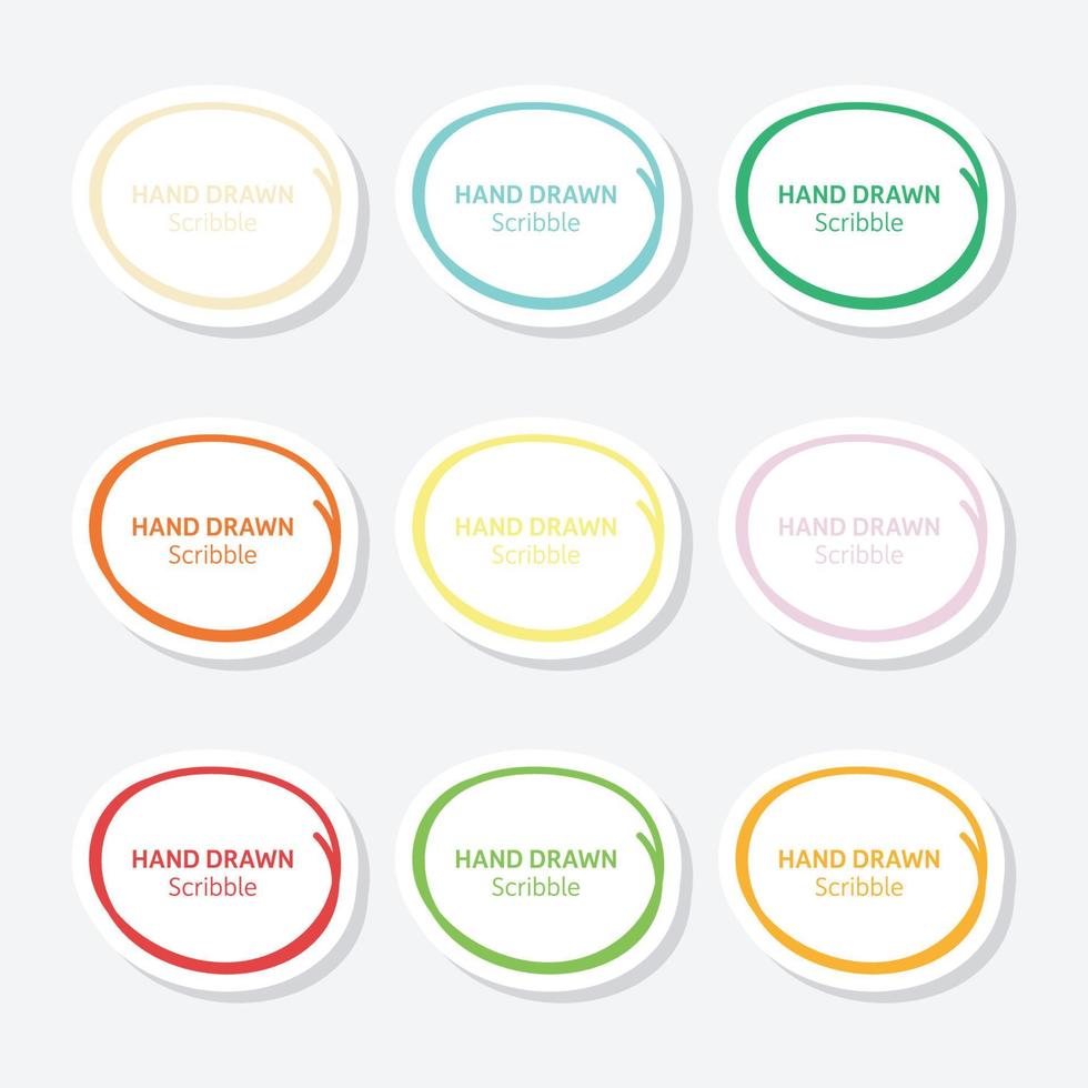 Set of hand drawn scribble sticker vector