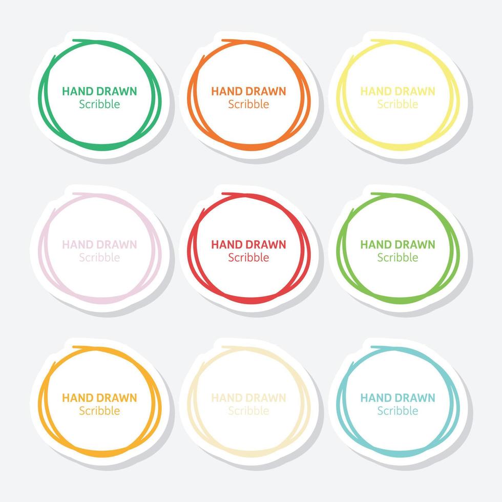 Set of hand drawn scribble sticker vector