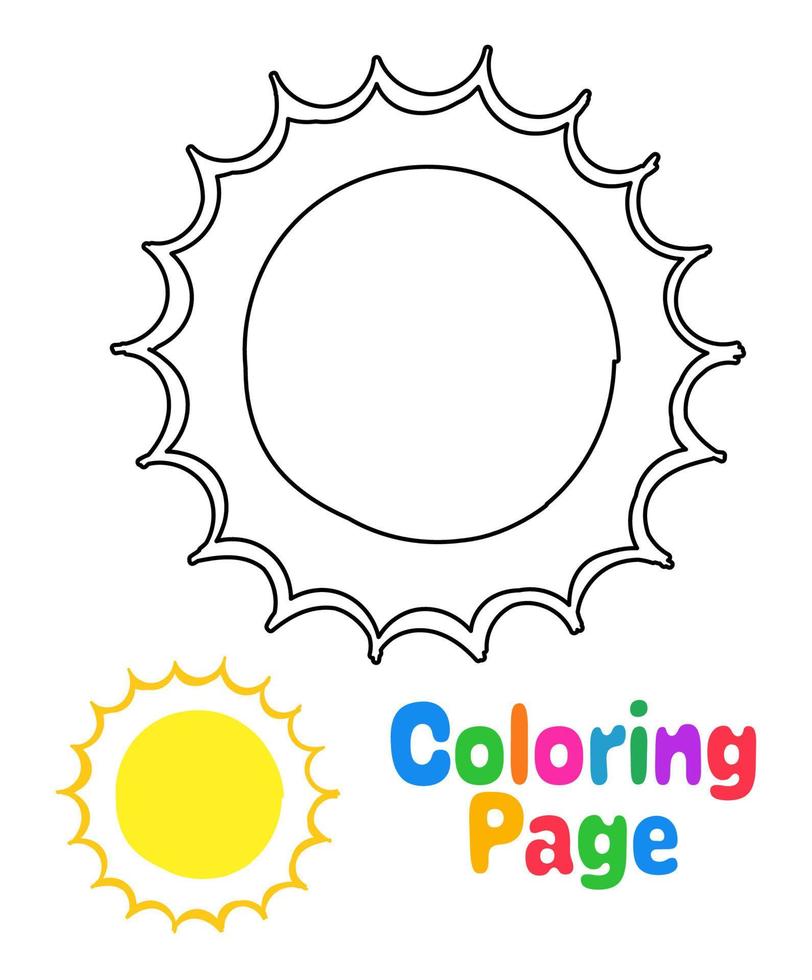 página para colorear con sol para niños vector