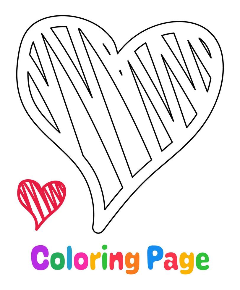 página para colorear con corazón para niños vector