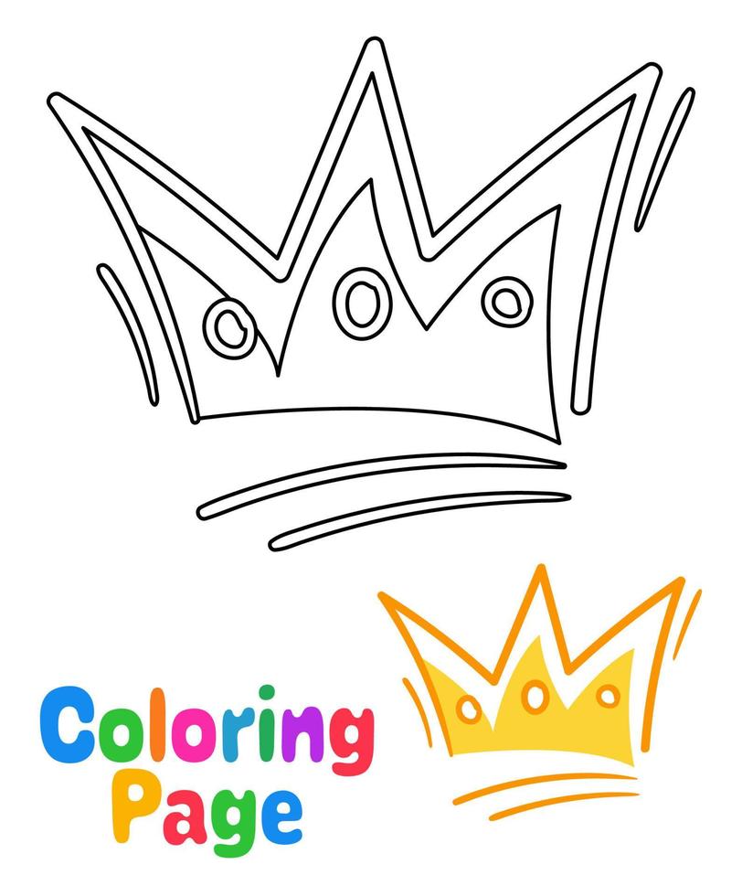 página para colorear con corona para niños vector
