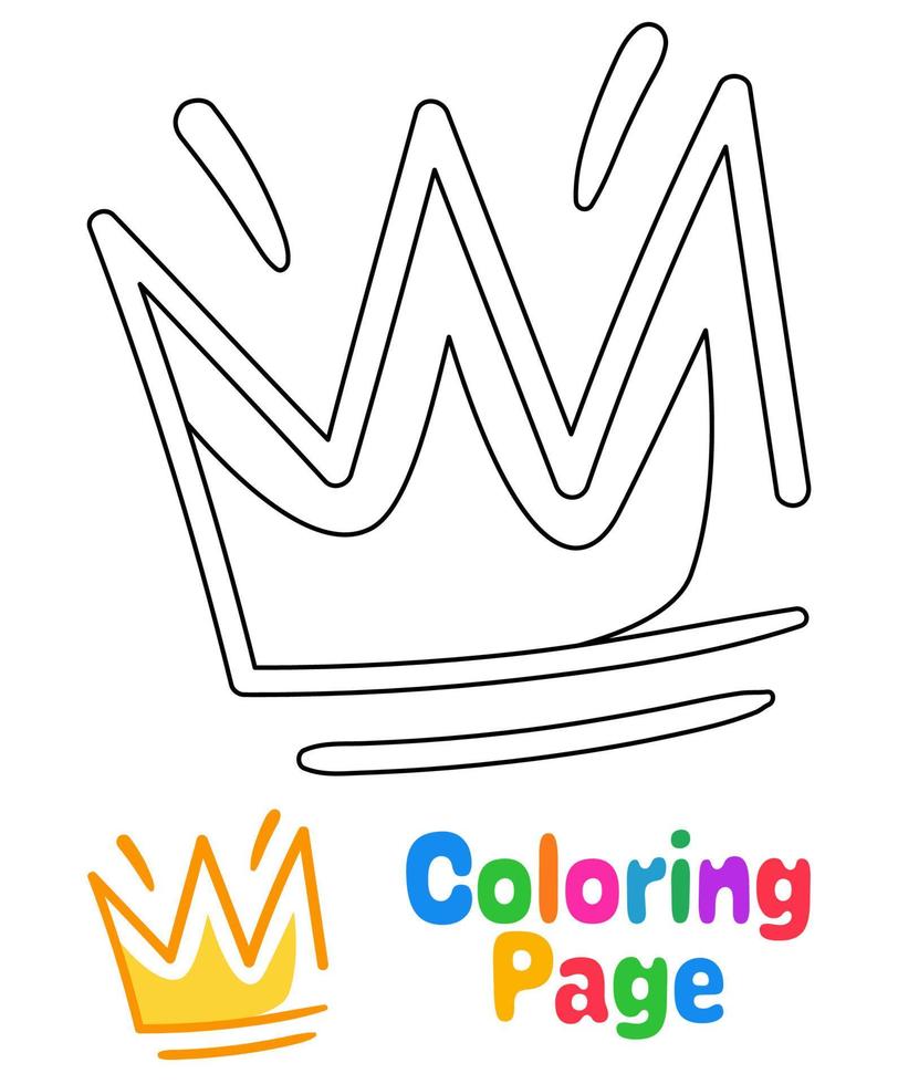 página para colorear con corona para niños vector