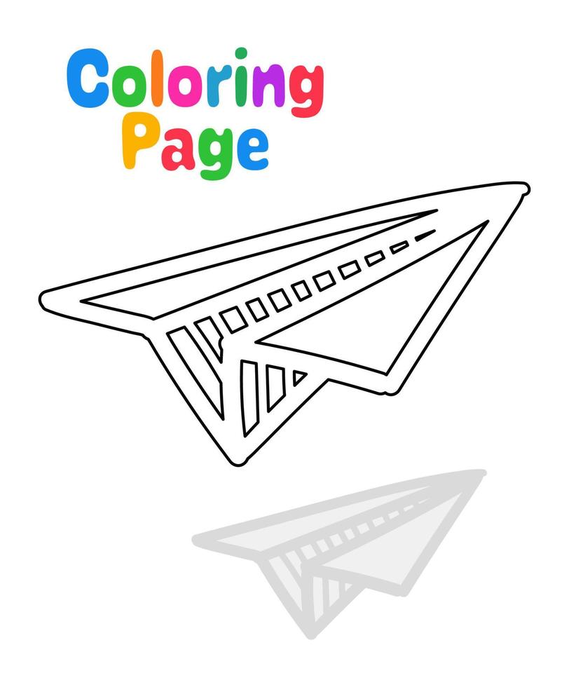 Coloring page with Paper plane for kids vector