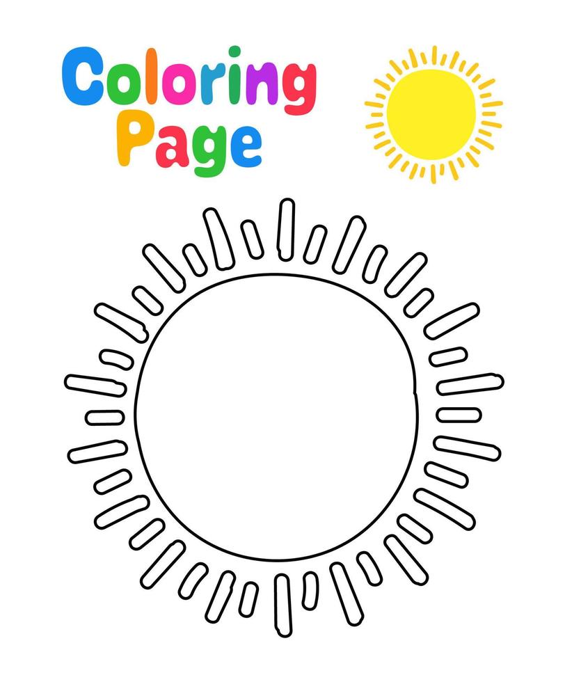 página para colorear con sol para niños vector