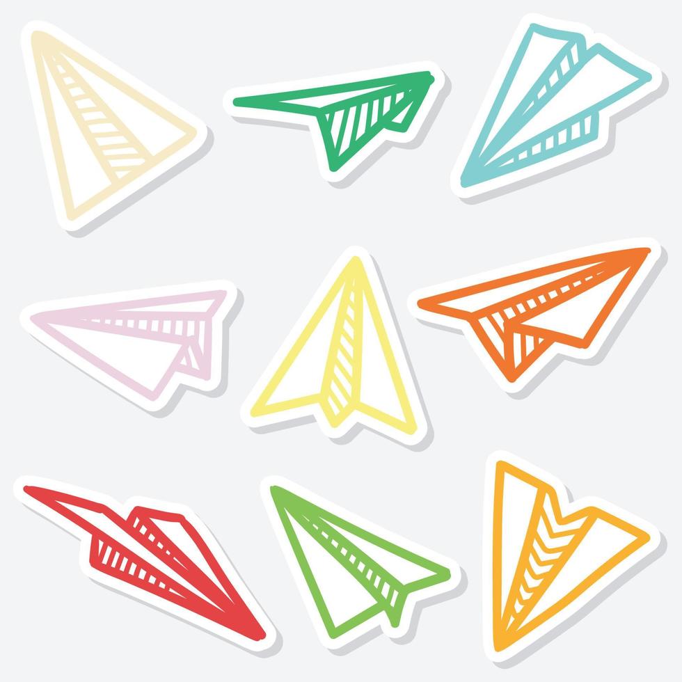 Set of hand drawn paper airplane vector