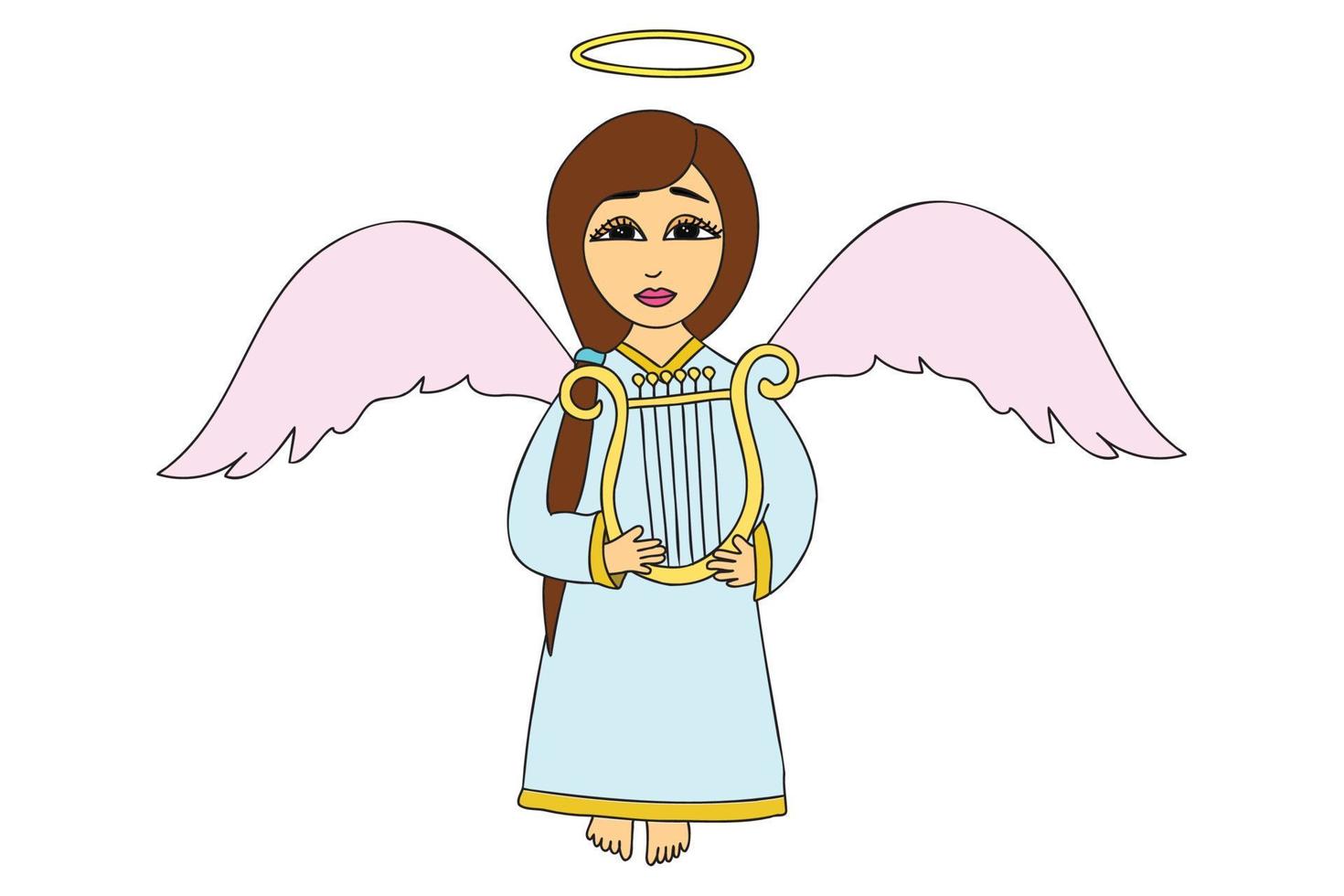 An angel playing the lyre, it is intended for cards, printing, birthdays, new year and anyone can use it in various occasions vector