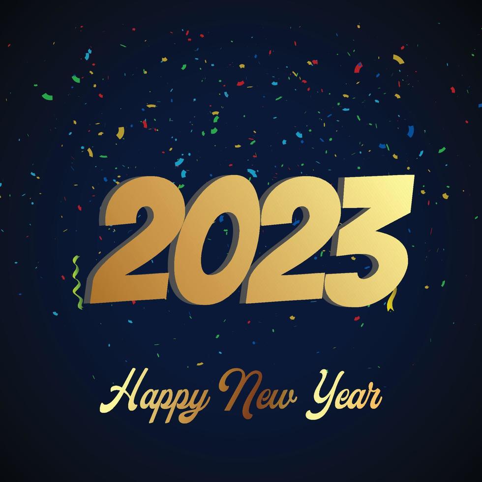 EPS 2023 Celebration Happy New Year with realistic glitter and 2023 numbers.greeting card and poster design with golden ribbon and light.eps vector