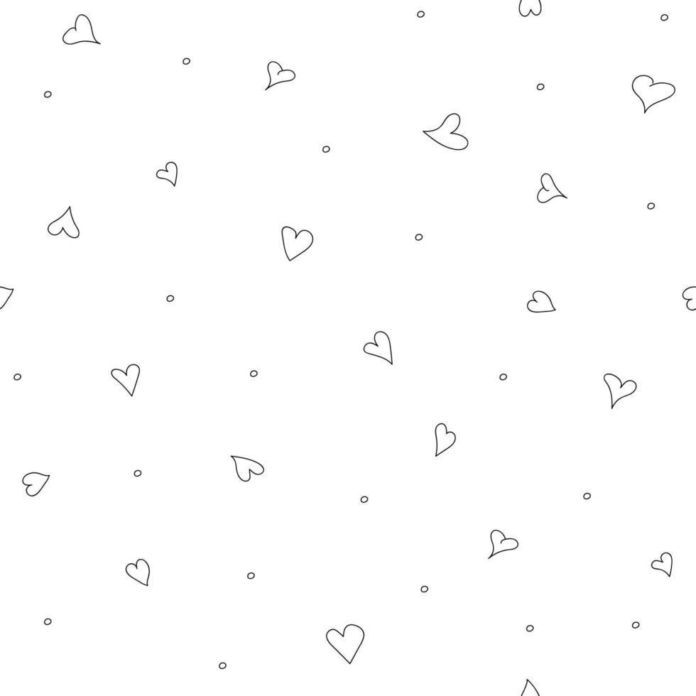 Seamless pattern hand drawn hearts doodle style vector