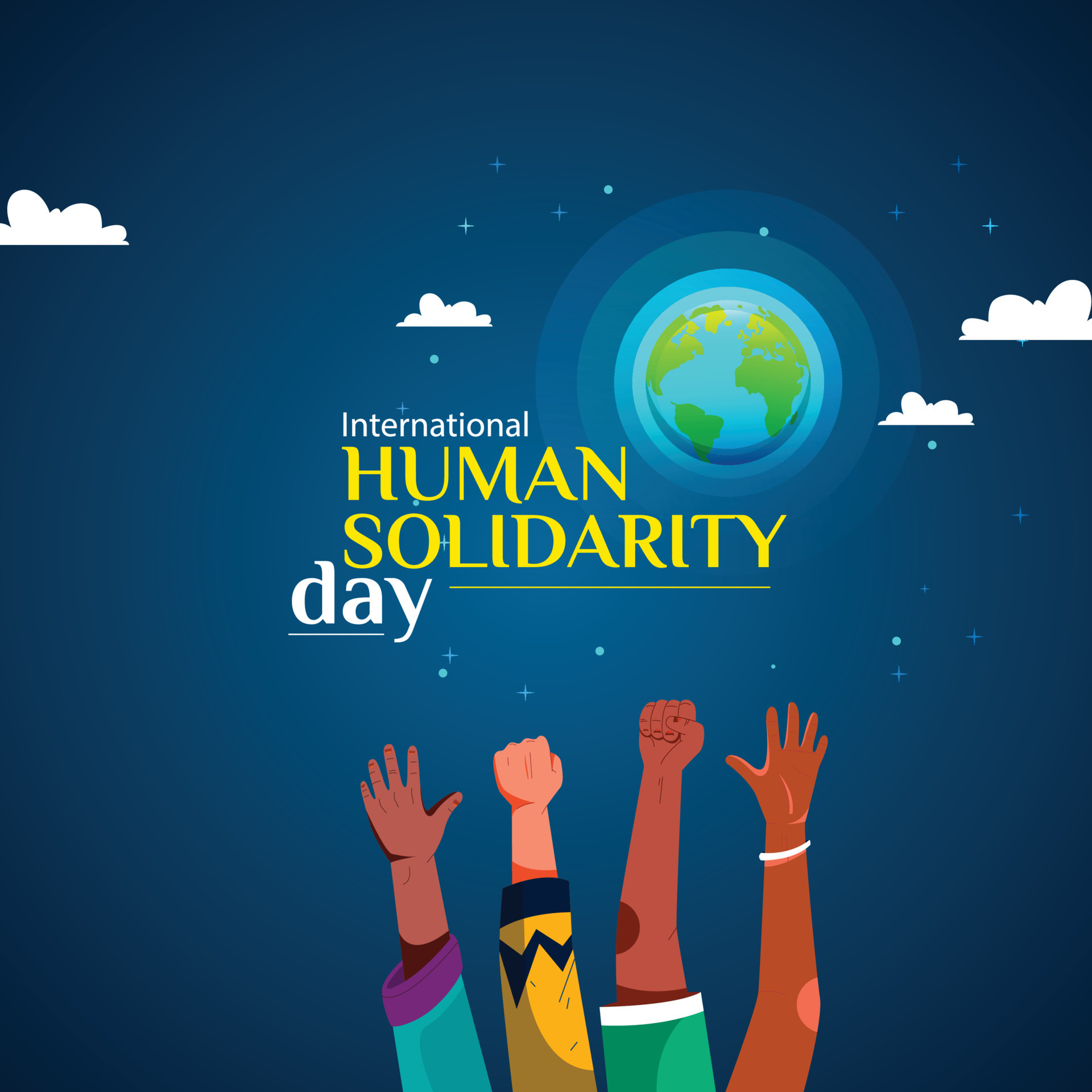 International human solidarity day people help person silhouette
