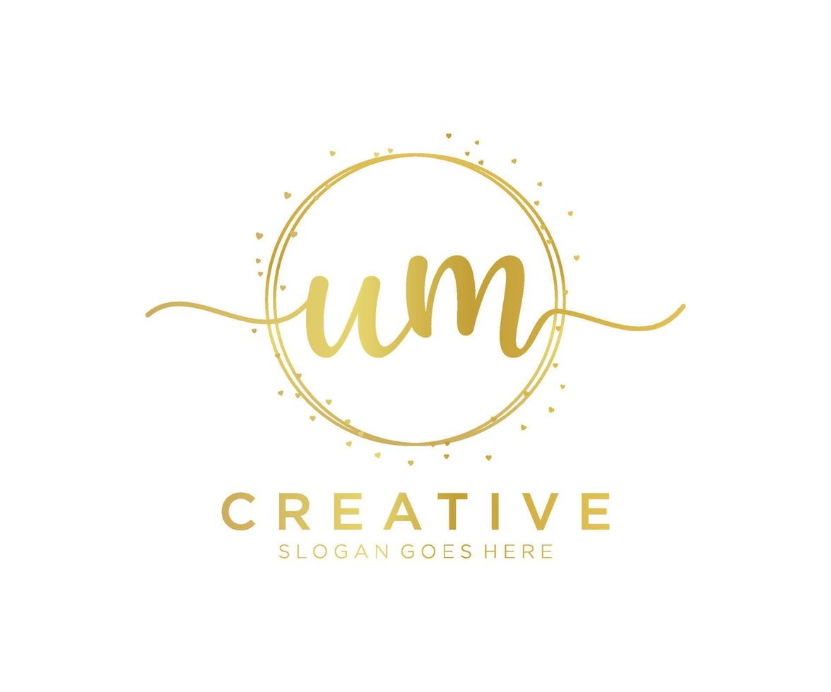 Initial UM feminine logo. Usable for Nature, Salon, Spa, Cosmetic and Beauty Logos. Flat Vector Logo Design Template Element.