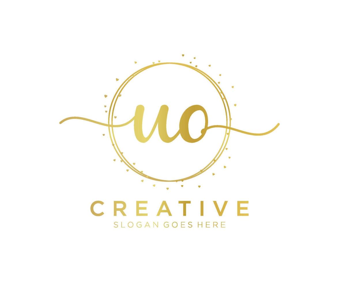 Initial UO feminine logo. Usable for Nature, Salon, Spa, Cosmetic and Beauty Logos. Flat Vector Logo Design Template Element.