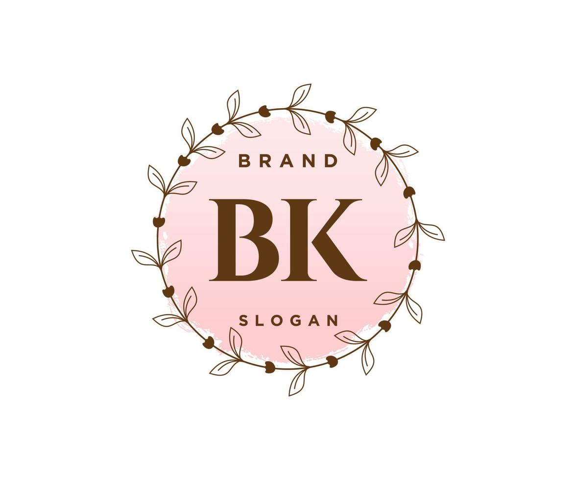 Initial BK feminine logo. Usable for Nature, Salon, Spa, Cosmetic and Beauty Logos. Flat Vector Logo Design Template Element.