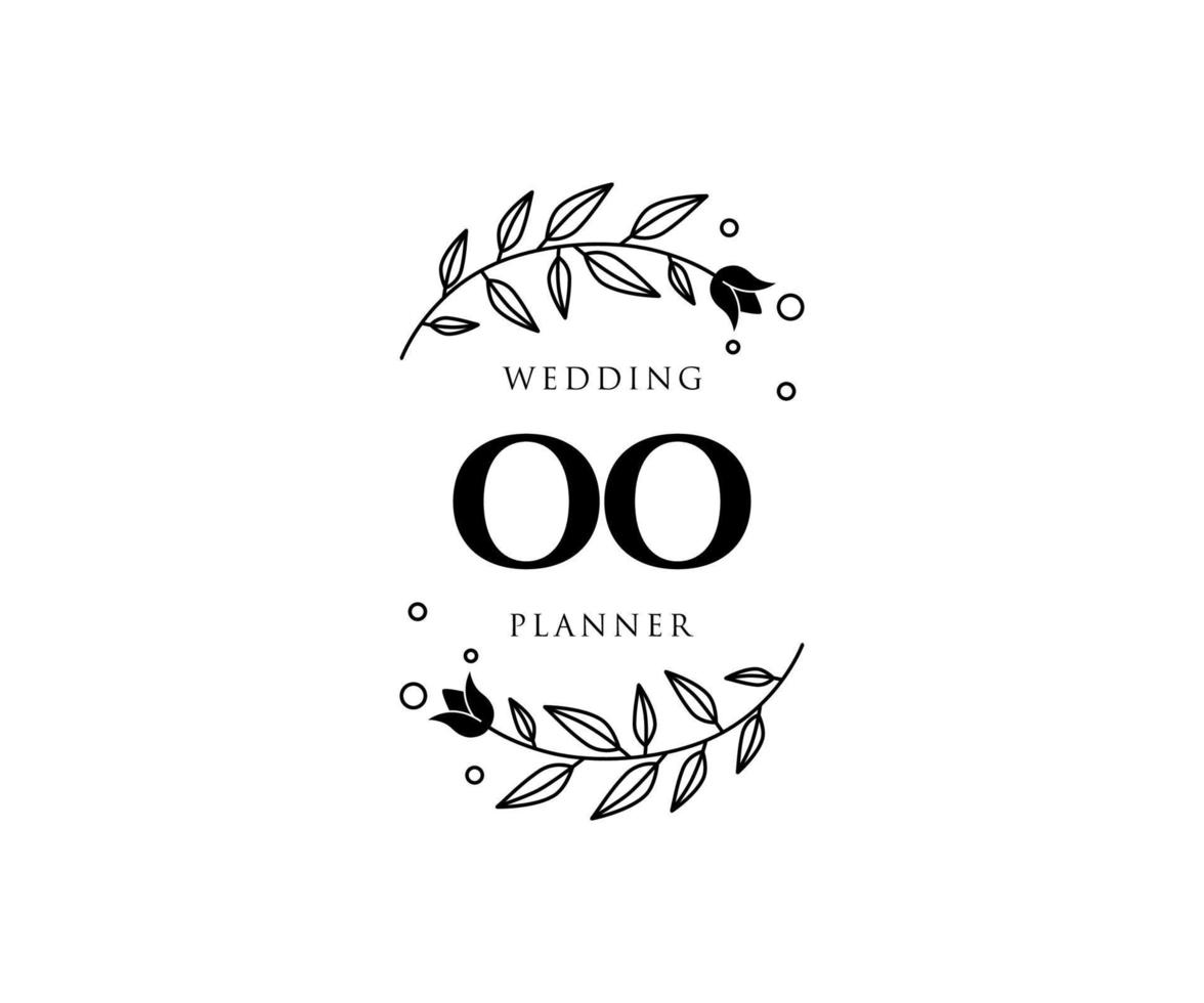 OO Initials letter Wedding monogram logos collection, hand drawn modern minimalistic and floral templates for Invitation cards, Save the Date, elegant identity for restaurant, boutique, cafe in vector