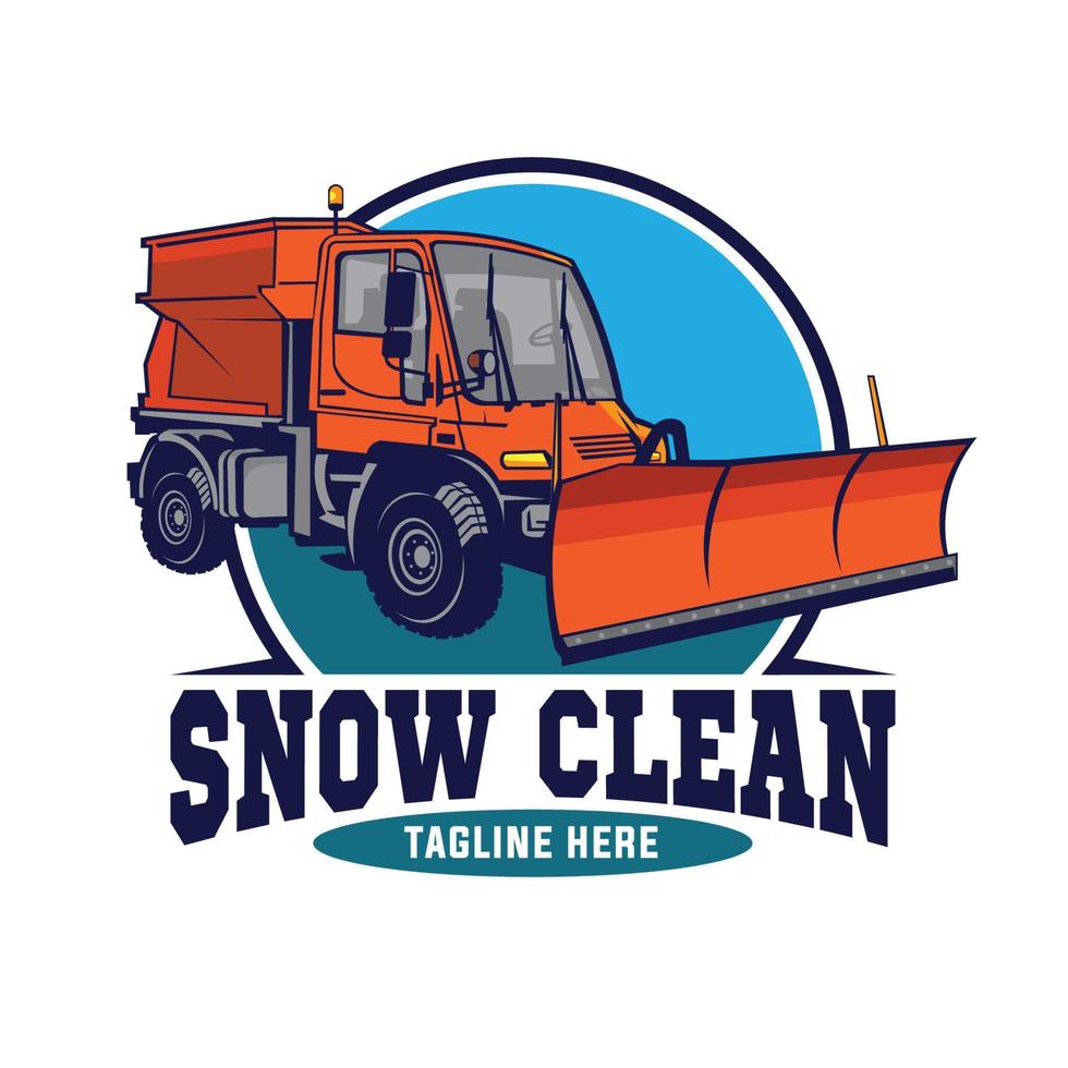 Plow truck vector illustration logo design, good for snow plow truck business company logo
