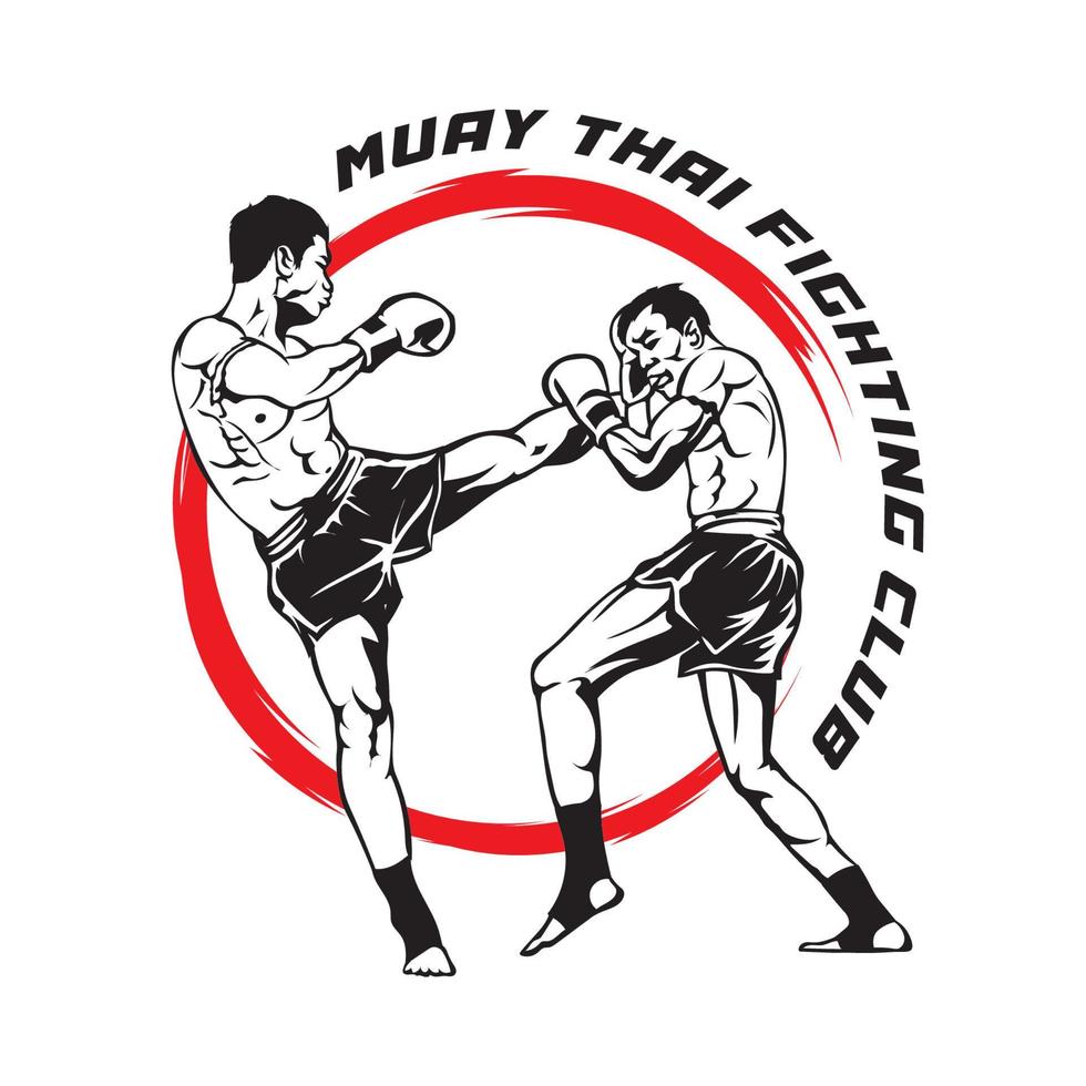 ilustración vectorial de artes marciales de boxeo muay thai, perfecta para el diseño de camisetas y el diseño del logotipo del club de entrenamiento de artes marciales vector