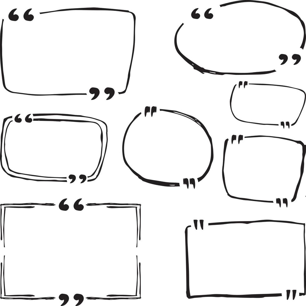 Hand drawn speech bubbles, callout shape set vector