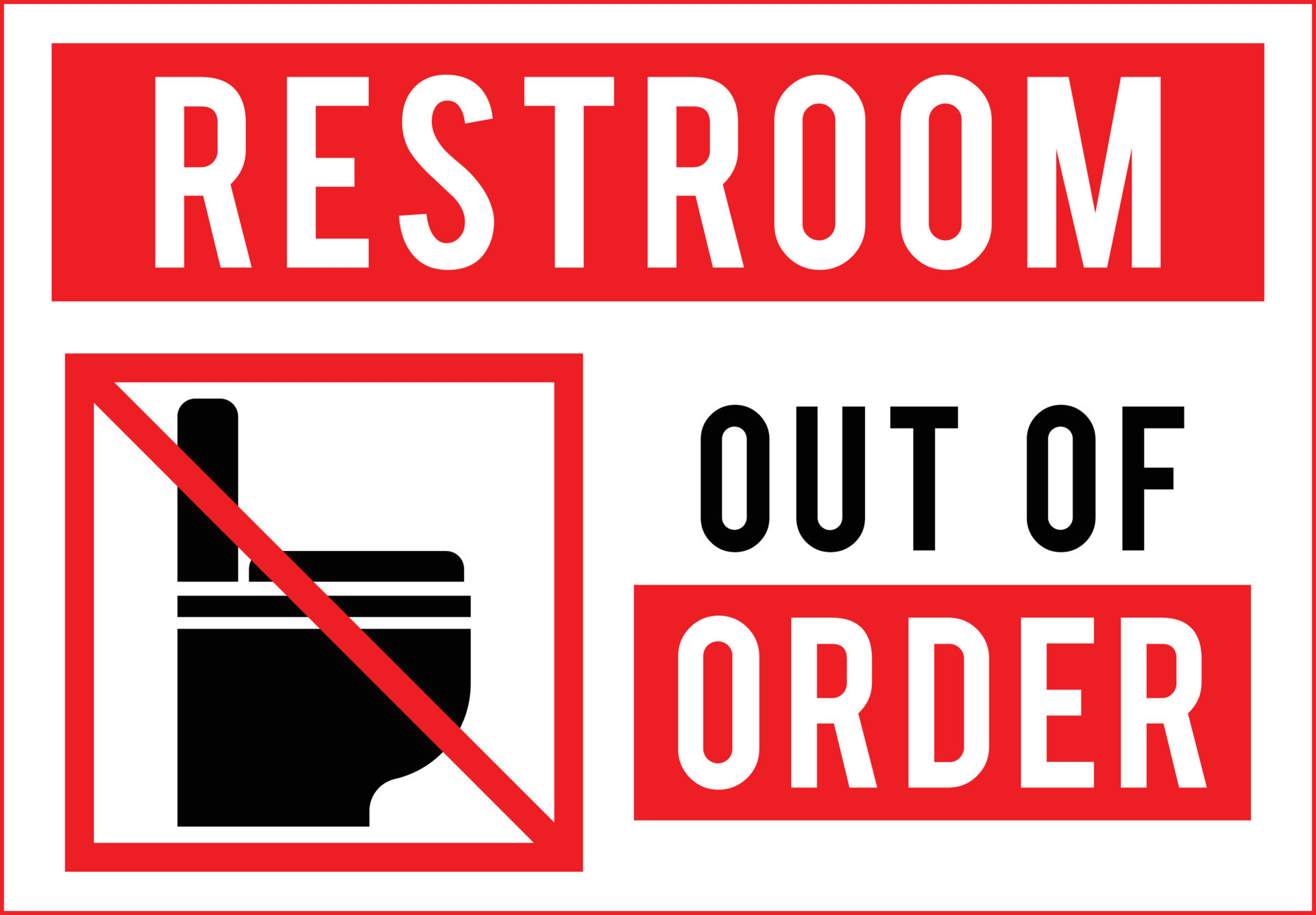 Restroom Out of Order Sign 15639659 Vector Art at Vecteezy