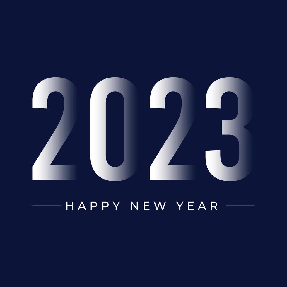 2023. Happy New Vector Illustration on Blue Background
