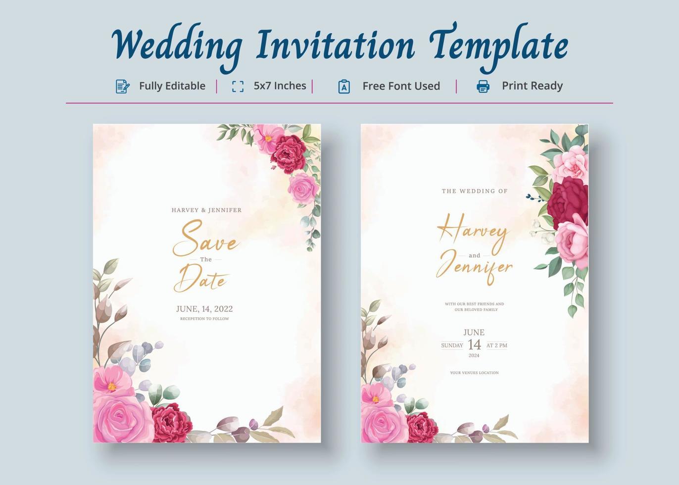 Wedding Invitation Card Template, Invitation Card Poster vector