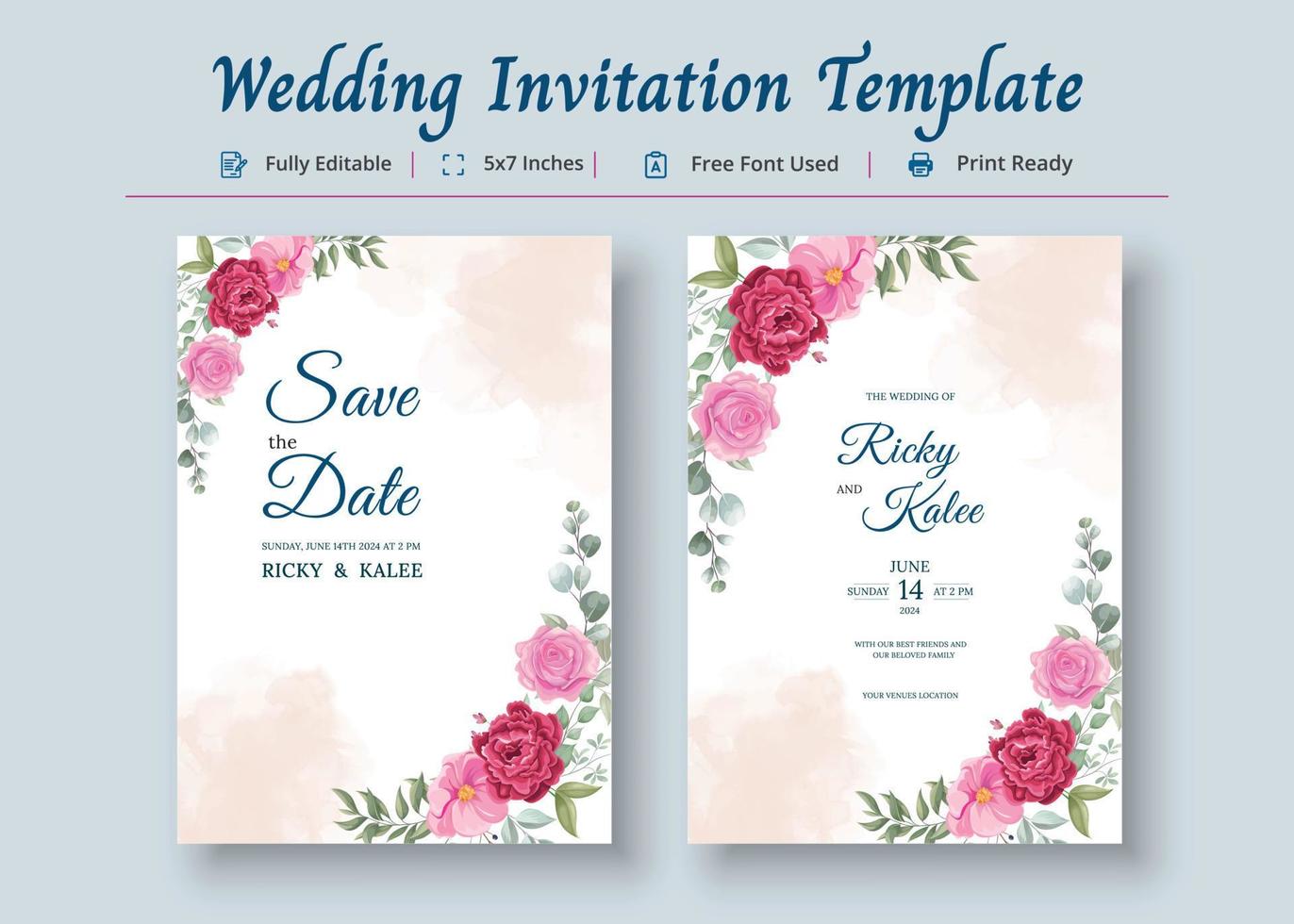 Wedding Invitation Card Template, Invitation Card Poster vector