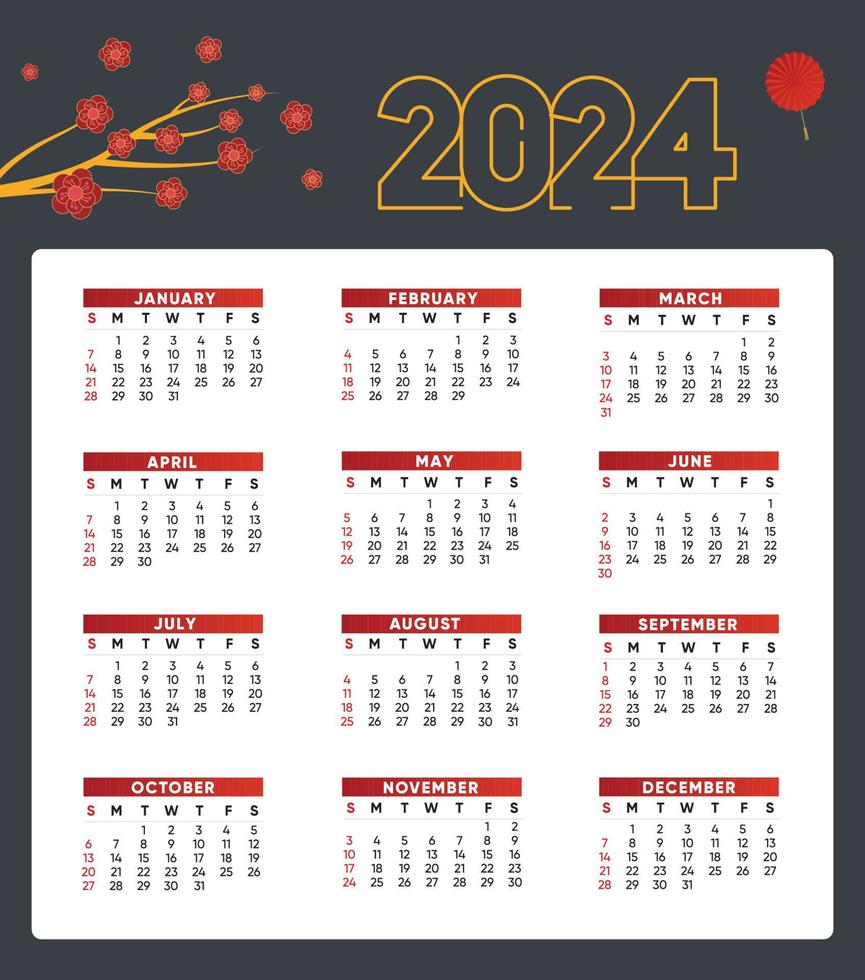 template calender 2024 vector