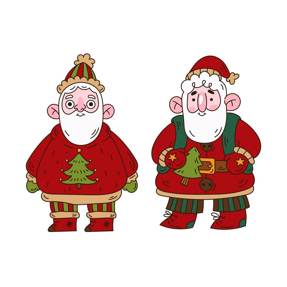 Doodle estilo lindo personaje de santa claus vector