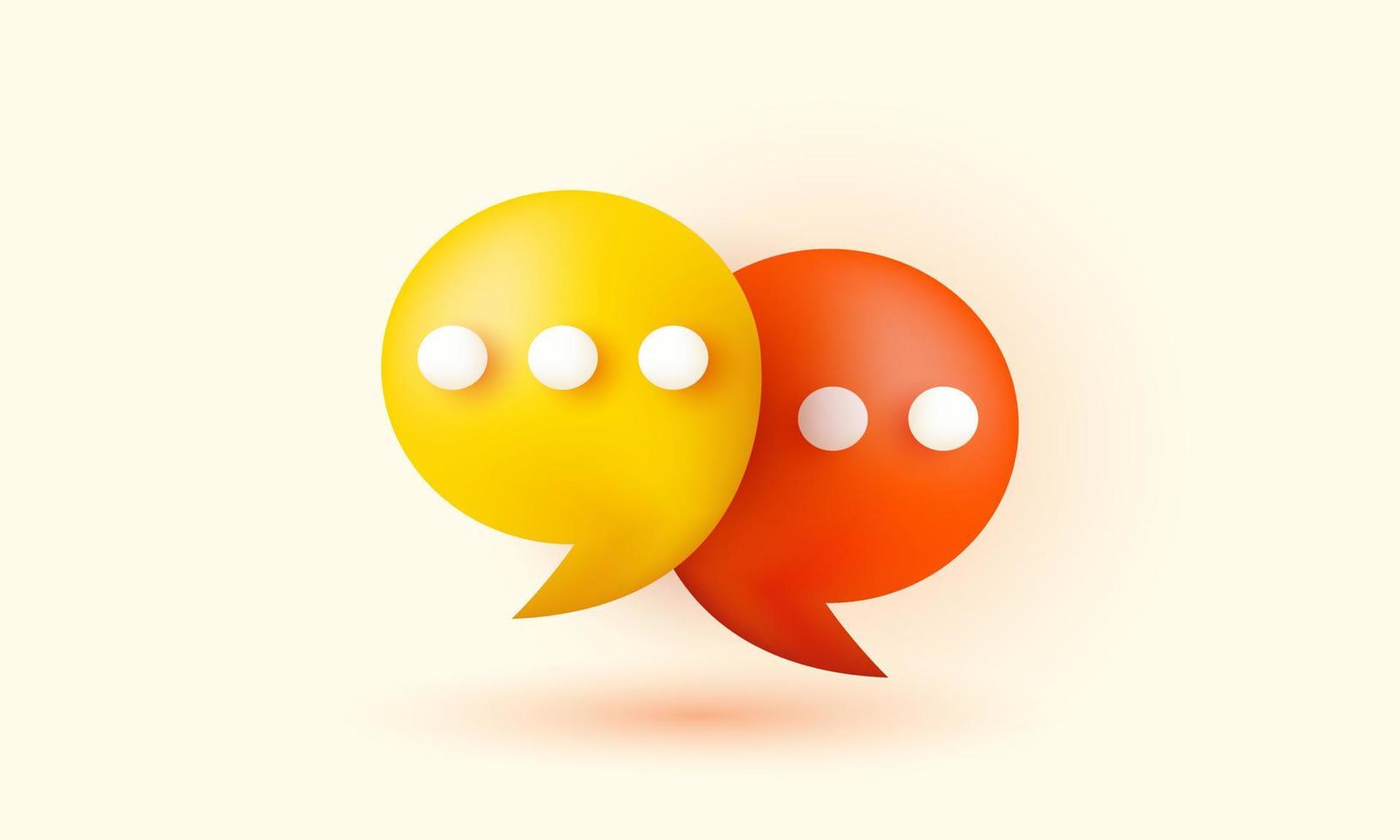 illustration icon vector 3d realistic orange yellow chat bubble talk dialogue messenger online isolated on background