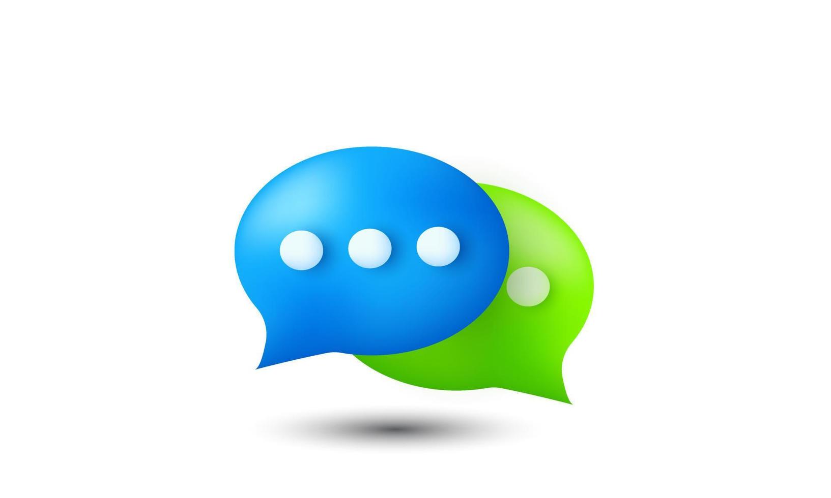 ilustración icono vector 3d realista chat burbuja hablar diálogo mensajero en línea aislado en el fondo