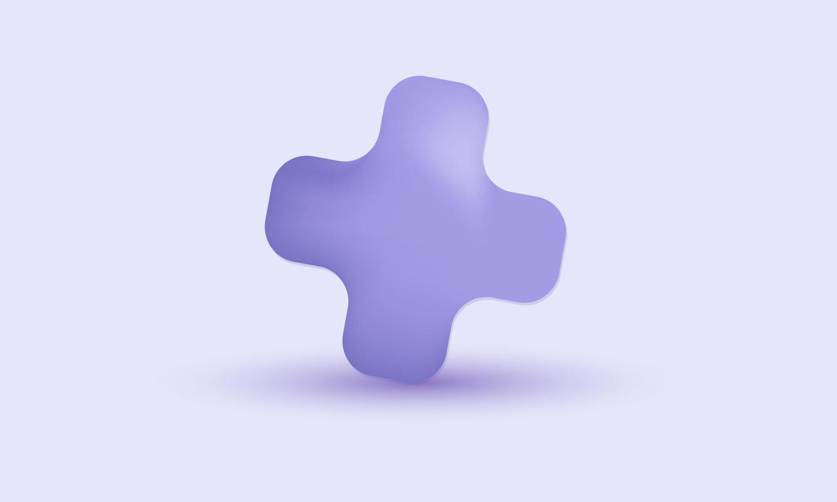 illustration icon abstract 3d realistic purple plus sign isolated on background vector