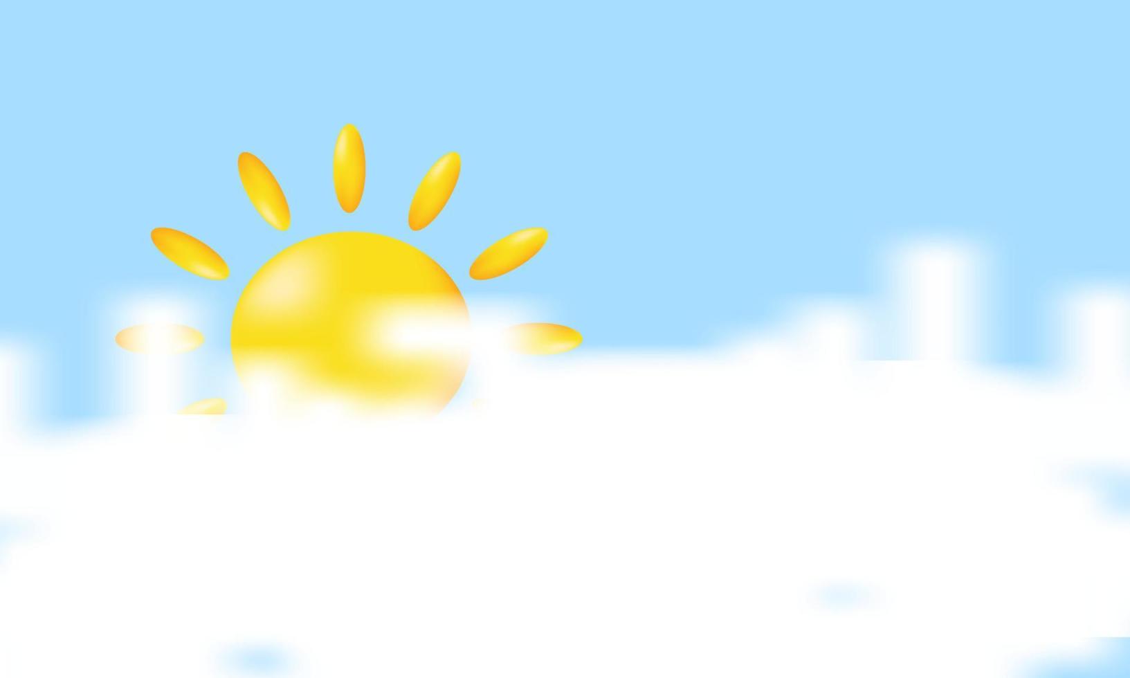 illustration realistic abstract 3d blue sky sun clouds isolated on background vector