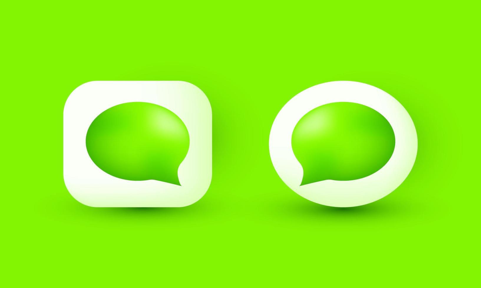 illustration icon vector realistic 3d green speech bubble talk dialogue isolated on background
